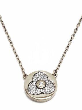 NEW Henri Bendel SILVER Pave Petal Pendant Necklace